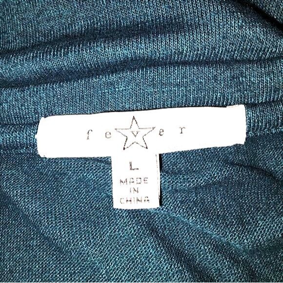 Fever Teal Green Stretch Bell Sleeve V-Neck Blouse Size L - Picture 6 of 8